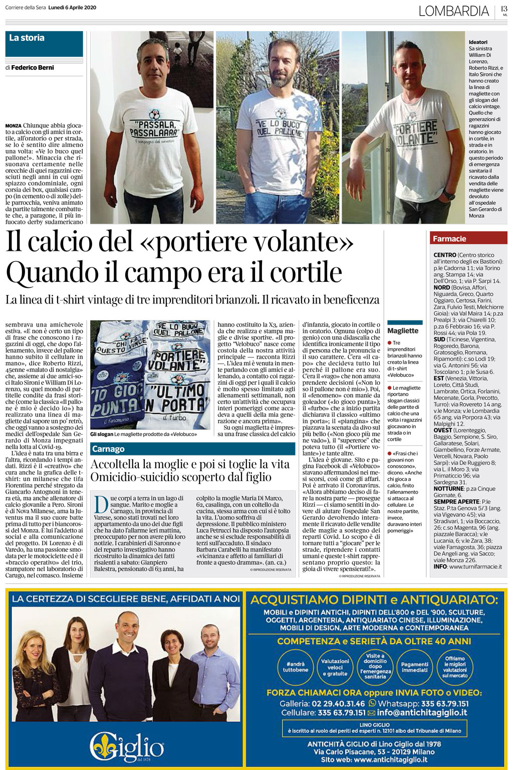 Al momento stai visualizzando Dicono di noi. Corriere della sera “la linea di t-shirt vintage per aiutare l’ospedale di Monza”